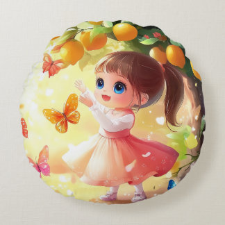 Ruby och Lemon Träd Pillow Rund Kudde