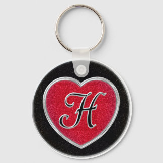 Ruby och Onyx Heart, Monogrammed Keychain Nyckelring