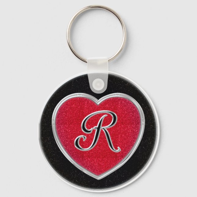 Ruby och Onyx Monogram Keychain Nyckelring (Framsida)