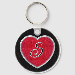 Ruby- och OnyxMonogram Keychain Nyckelring