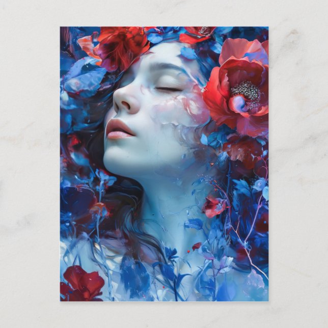 Ruby och Periwinkle Fantasy Woman Vykort (Framsida)