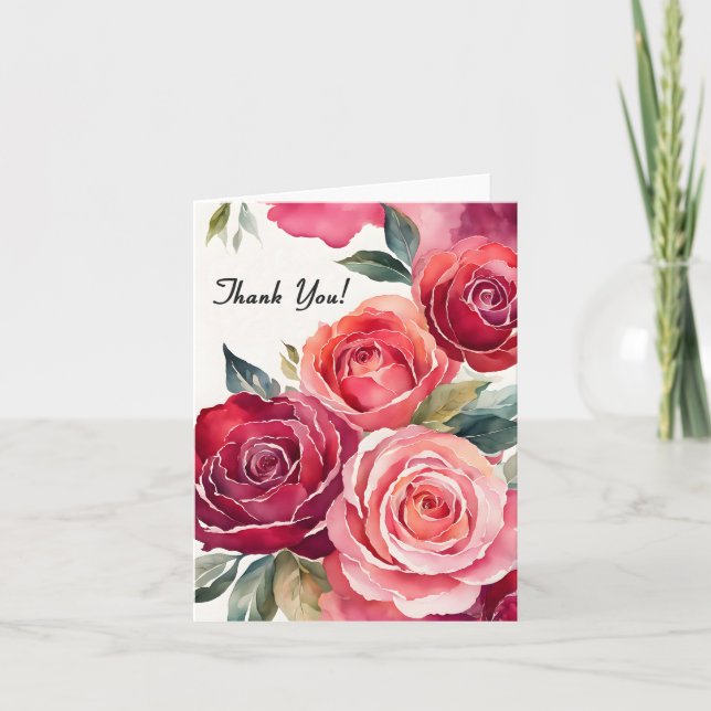 Ruby och Rose Blommig Tack Kort (Framsida)