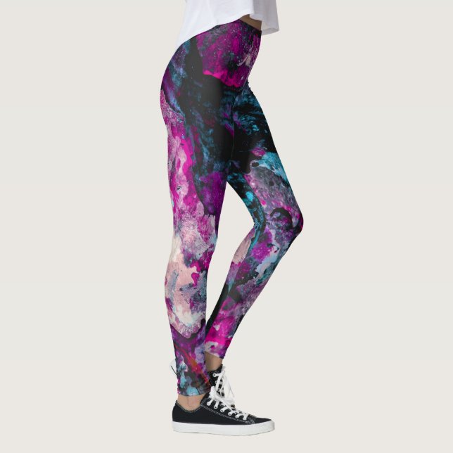 Ruby och Sapphire Crystal Geode Abstrakt Leggings (Höger)