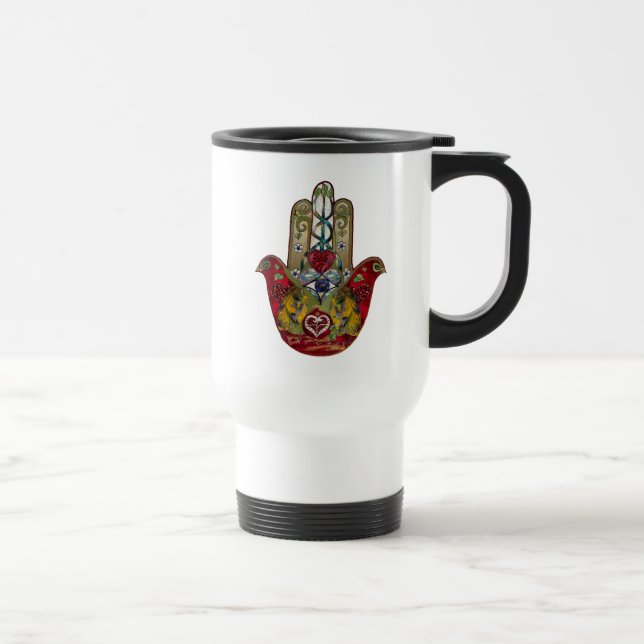Ruby Pomegranate Heart Red Bird Hamsa Resemugg (Höger)