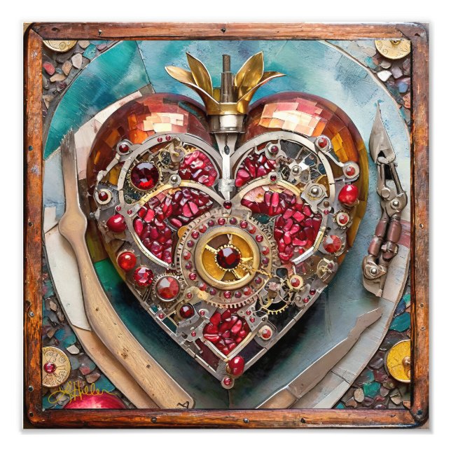 Ruby Pomegranate Heart Steampunk Series Fototryck (Framsidan)