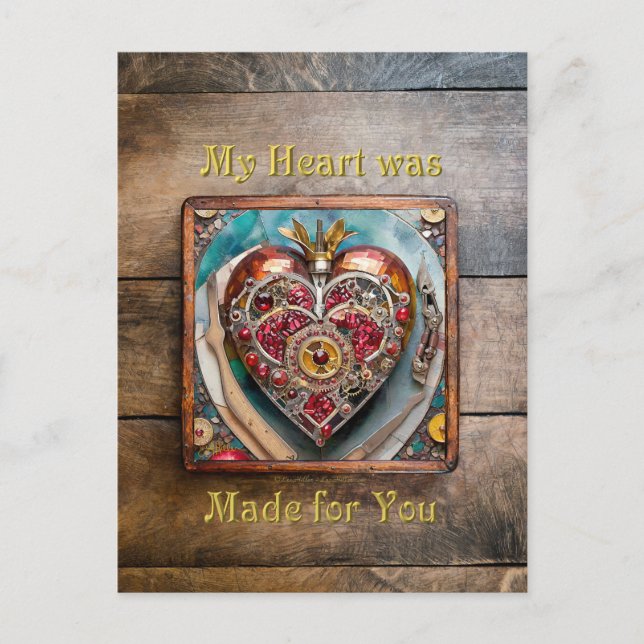 Ruby Pomegranate Heart Steampunk Series Vykort (Framsida)