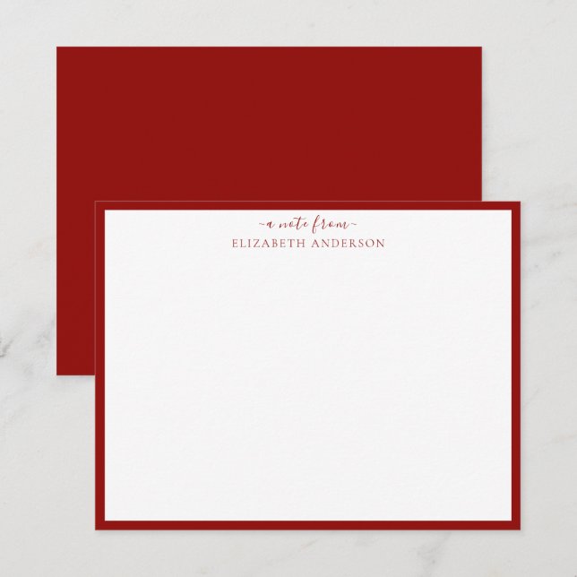 Ruby Red 'A Note from' Classic Gräns Note Card Anteckningskort (Fram/baksida)