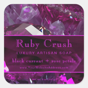 Ruby Red Abstrakt Magenta Shock rosa Product Label Fyrkantigt Klistermärke