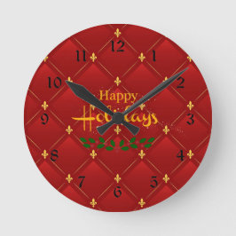 Ruby Red and Guld Art Deco/Art nouveau Rund Klocka