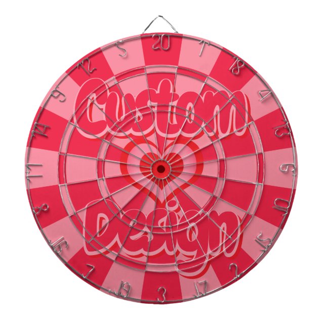 Ruby Red and Pink Heart Design Custom Text Darttavla (Framsidan)