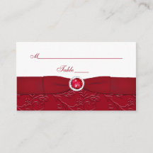 Ruby Red and White Blommigt Place Card