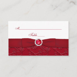 Ruby Red and White Blommigt Place Card Placeringskort