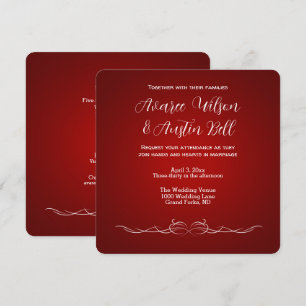 Ruby Red and White Minimalist Wedding bjudande Inbjudningar