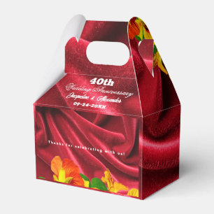 Ruby Red-årsdagen Draped Red Velvet Nasturtium Presentaskar