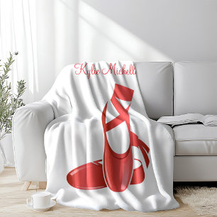 Ruby Red Ballet Tofflor w Namn Dance Fleecefilt