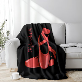 Ruby Red Ballet Tofflor w Namn Dance Fleecefilt