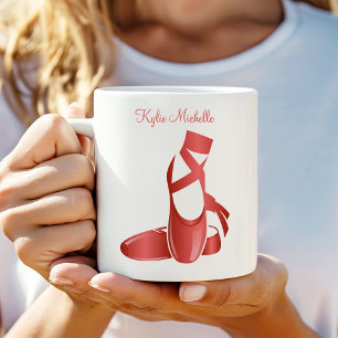 Ruby Red Ballet Tofflor w Namn Dance Kaffemugg