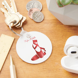 Ruby Red Ballet Tofflor w Namn Dance Nyckelring