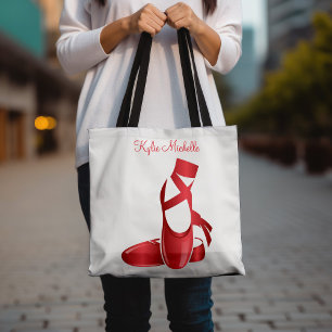 Ruby Red Ballet Tofflor w Namn Dance Tygkasse