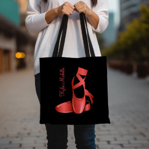 Ruby Red Ballet Tofflor w Namn Dance Tygkasse