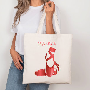 Ruby Red Ballet Tofflor w Namn Dance Tygkasse
