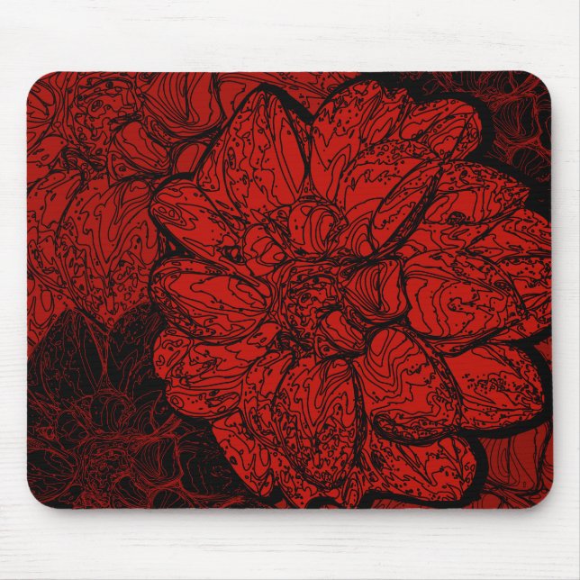 Ruby Red & Black Dahlia Flowers Musmatta (Framsidan)