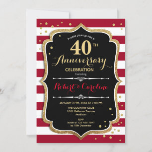 Ruby Red Black Gold 40-årsjubileum Inbjudningar