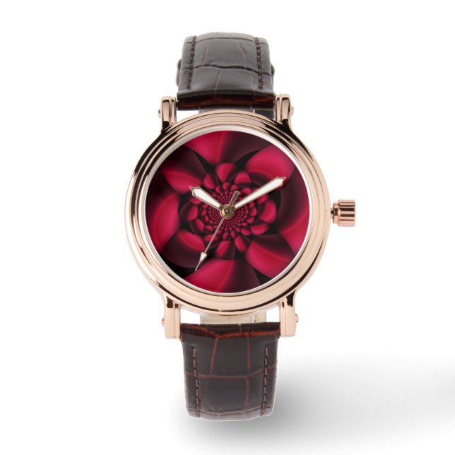 Ruby Red Black Petal Armbandsur (Framsida)