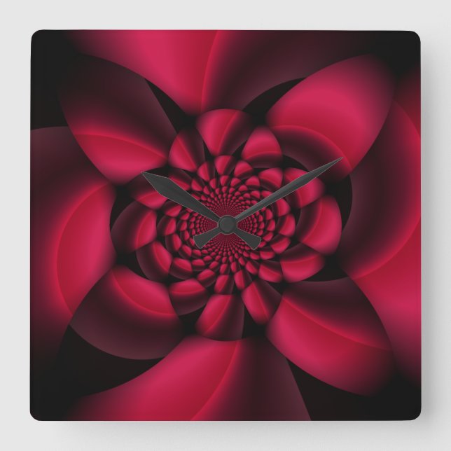Ruby Red Black Petal Fyrkantig Klocka (Framsida)