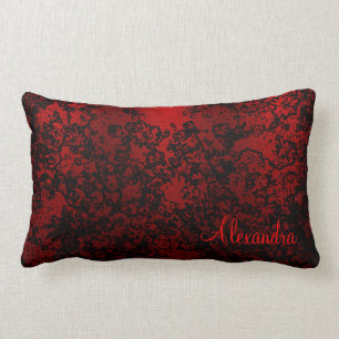 Ruby Red Black snyggt blommigt-vibrerande elegant Lumbarkudde