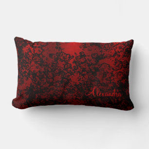 Ruby Red Black snyggt blommigt-vibrerande elegant Lumbarkudde