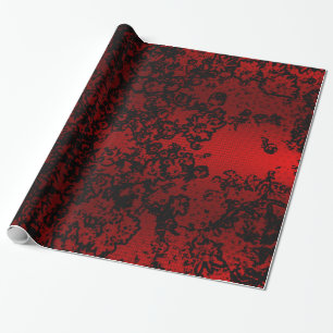 Ruby Red Black snyggt blommigt-vibrerande elegant Presentpapper