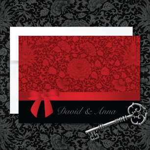 Ruby Red Blommigt Brocade Bröllop Inbjudningar