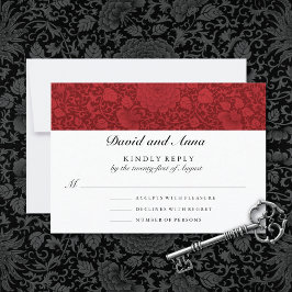 Ruby Red Blommigt Brocade Bröllop OSA Kort