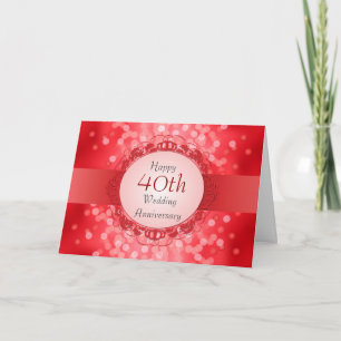 Ruby Red Bokeh 40-årsjubileumskort Kort