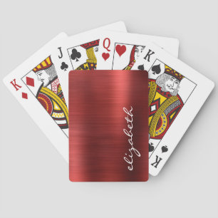 Ruby Red Borstad Metall Signaturskrift Casinokort