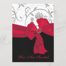 Ruby Red Bow Bröllop Rehearsal Middagsinbjudan Inbjudningar