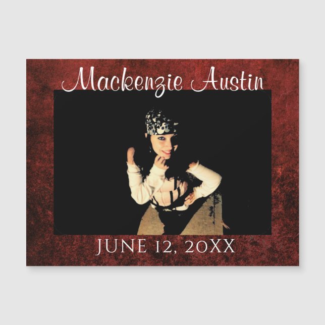 Ruby Red Crimson Foto Magnetiskt Minne för Examen (Framsida)