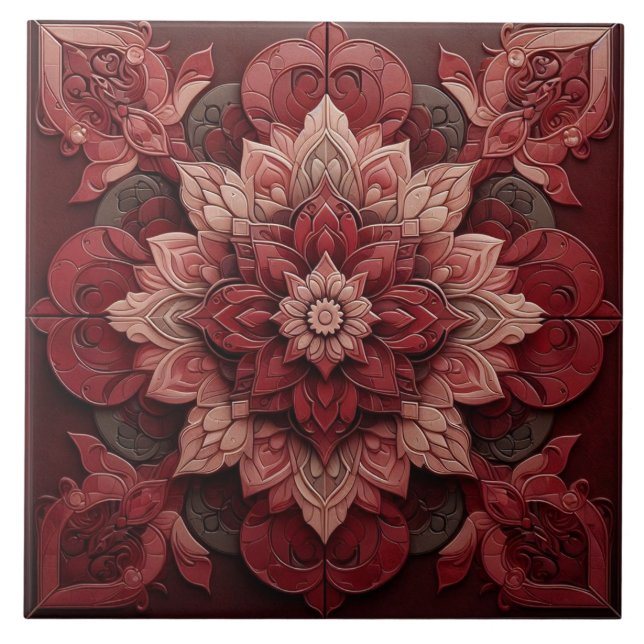 Ruby Red Elegance 3D-effektdesignerpanel Kakelplatta (Framsidan)