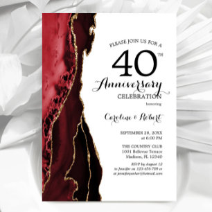 Ruby Red Elegant 40-årsjubileum Inbjudningar