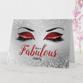 Ruby Red Fabulous Glitter Öga Large Birthday Card Kort