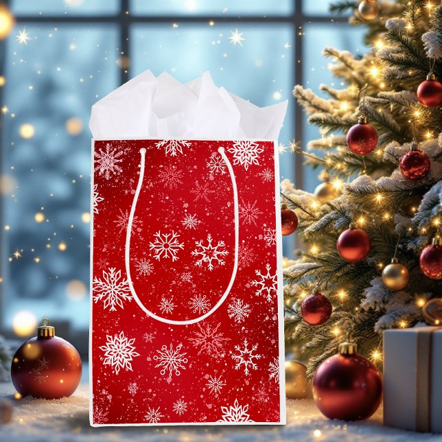 Ruby Red Festive Jul Vit Snöflingor  (Skapare uppladdad)