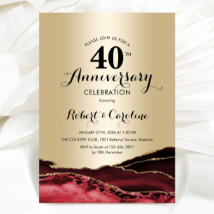 Ruby Red Gold 40-årsjubileum Inbjudningar