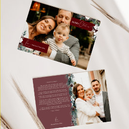 Ruby Red Greenery Vintage Familjenyhetsbrev Foto Julkort