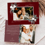 Ruby Red Greenery Vintage jul två Bild Julkort<br><div class="desc">Välkomna till vår fantastiska Ruby Red Greenery Vintage jul-Helgdag-kort för två Bild, där vintage charm möter modern elegans. Den här designen har en berikad vattenfärgsgrej och subtilt elegant-kalligrafi med enkel typografi, som fångar kärnan av traditionell coziness- och rustic cottage core. Med en aning efterluft och ett streck av bekvämlighet för...</div>