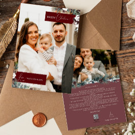 Ruby Red Greenery Vintage-julfamiljen Bild Julkort