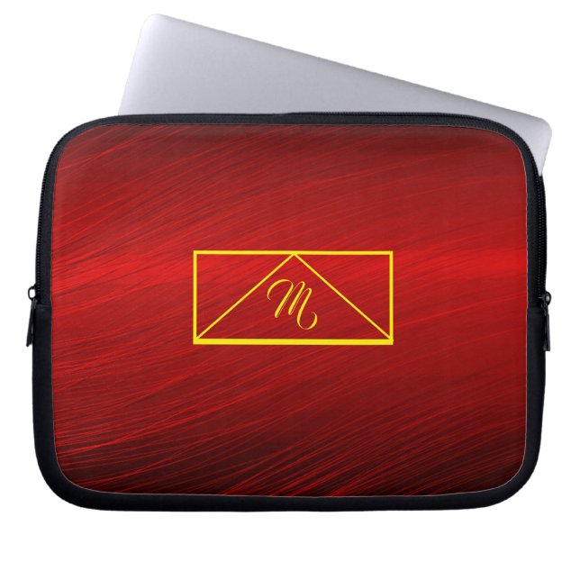 Ruby Red & Gult Monogram bärbar dator Laptop Fodral (Framsidan)