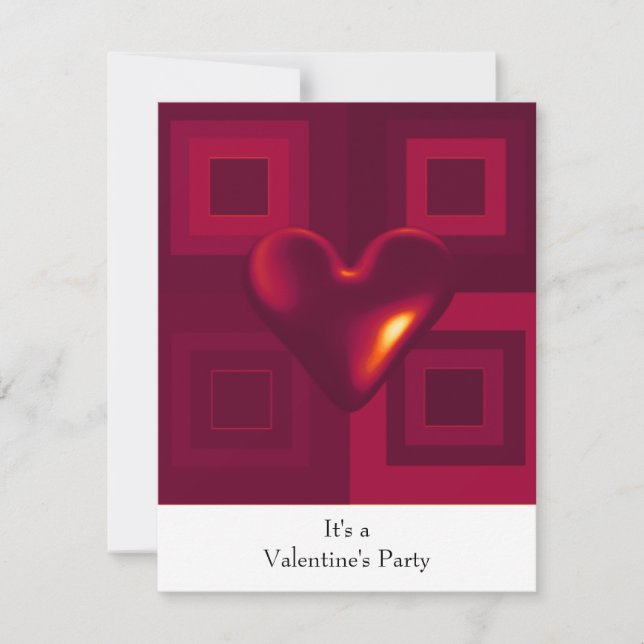Ruby Red Heart Alla Hjärtans Dags Festinödning Inbjudningar (Framsida)
