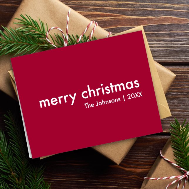 Ruby Red jul | Burgundy Modern Minimalist Helgkort (Skapare uppladdad)