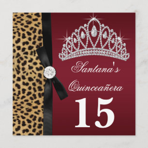 Ruby Red Leopard Quinceañera-inbjudningar Inbjudningar